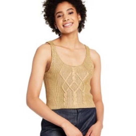 Kika Vargas x target gold cable knit sweater tank nwt - Picture 1 of 3